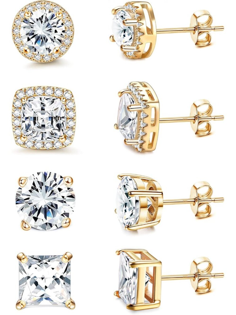S925 Sterling Silver Stud Earrings for Women Men Hypoallergenic 18K Gold Plated